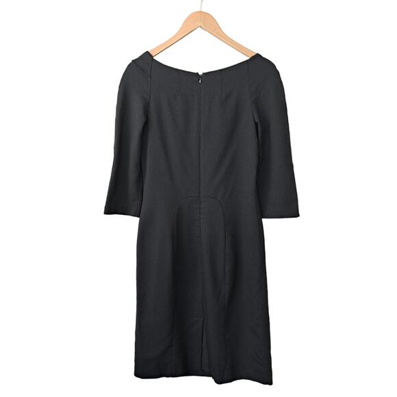 LA PERLA Black Wool Crepe Sheath Dress Size 44 / 8 Tailored Classic 3/4 Sleeve - Picture 9 of 12